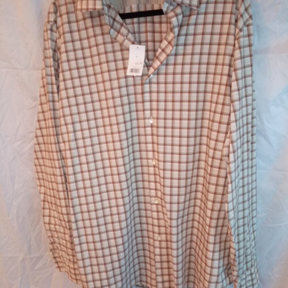 NWT Banana Republic Long Sleeve Plaid Brown